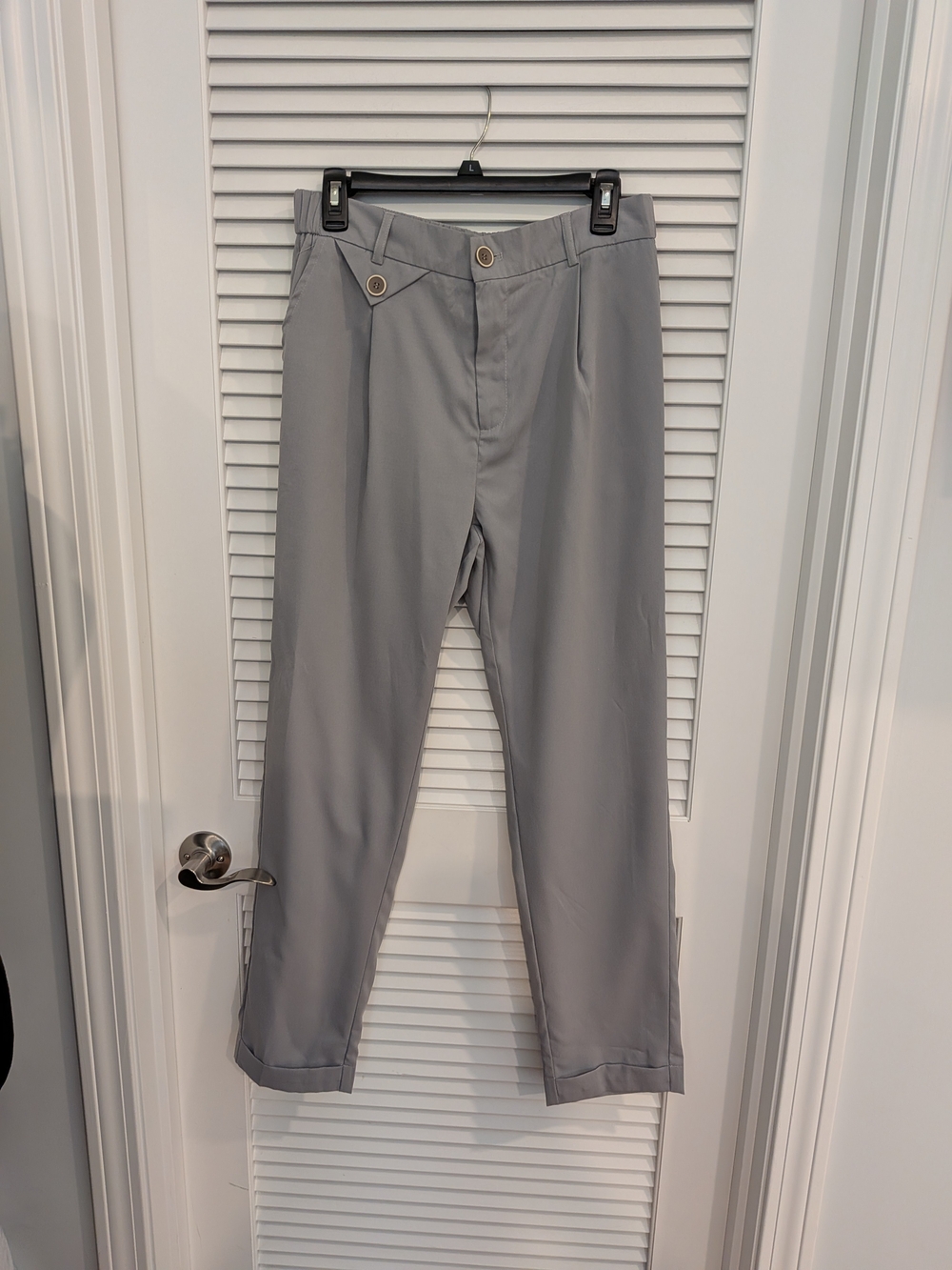 Men's Light Gray Casual Pants Side Pockets Size M